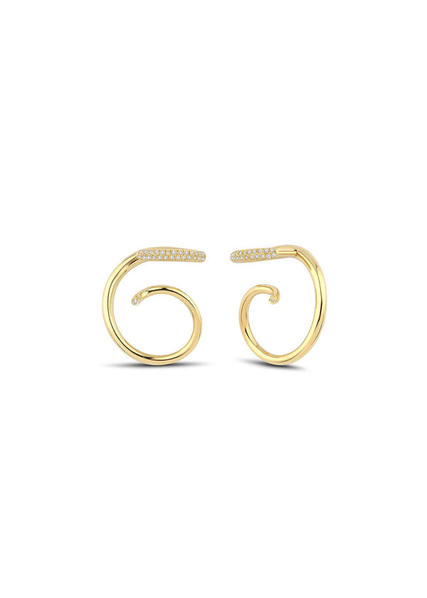 Coil earrings 18k gold and diamond