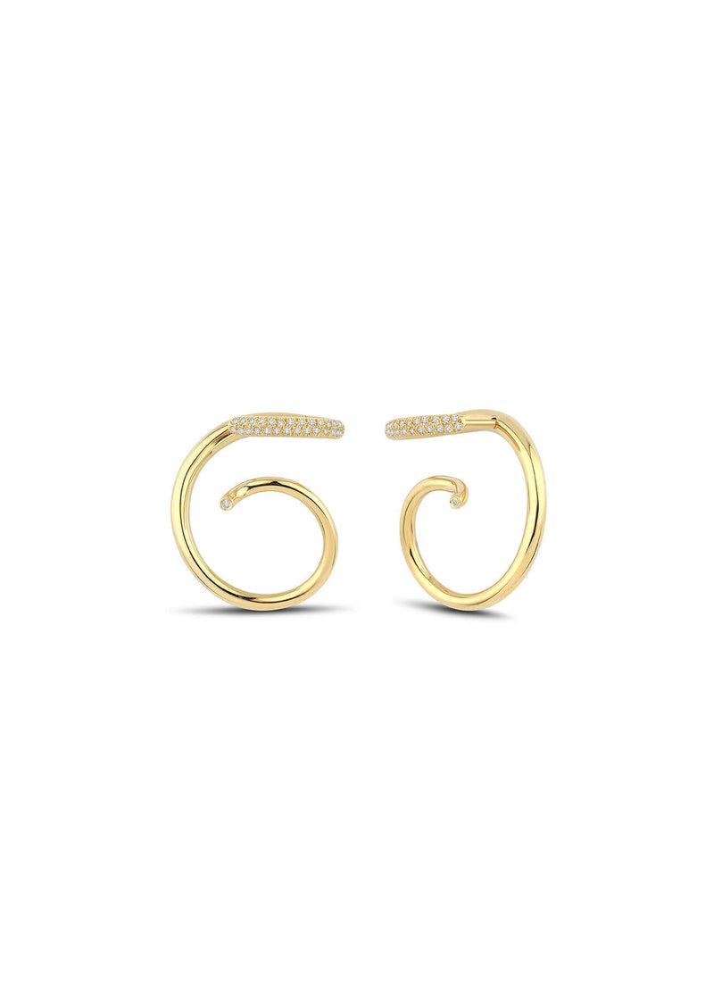 Coil earrings 18k gold and diamond